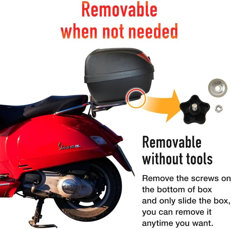 Japard Motorcycle Top Case 28L Rear Box Daily Tail Box Trunk Lockable Storage Carrier Waterproof Universal Mounting for Helmet Luggage (28L) - Image 4